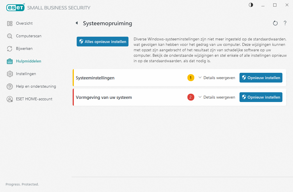 Systeeminstellingen opnieuw configureren