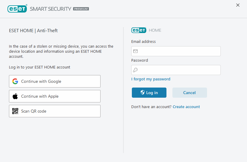 Aanmelden bij ESET HOME