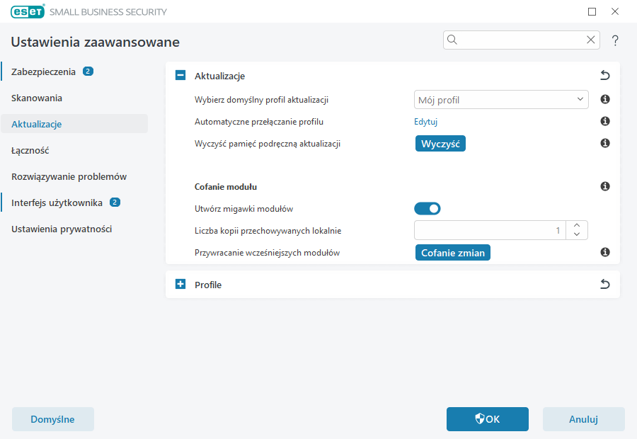 Opcje dodatkowych aktualizacji