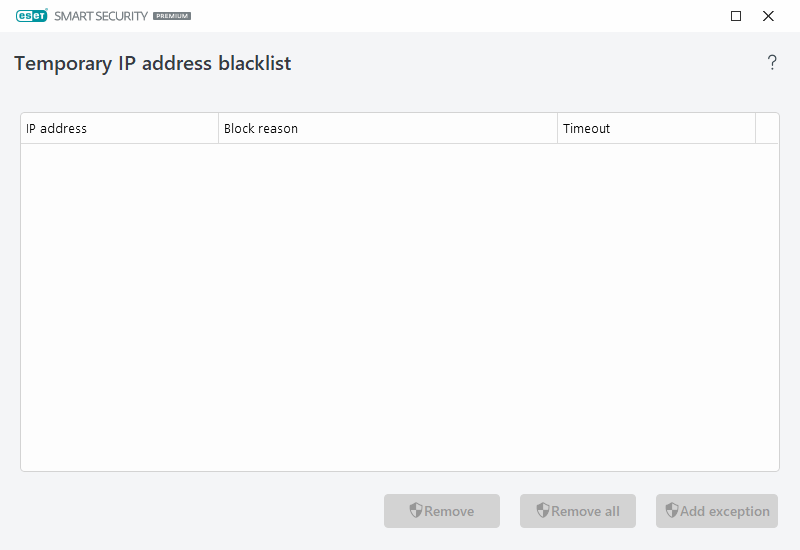 Czarna lista tymczasowa adresów IP