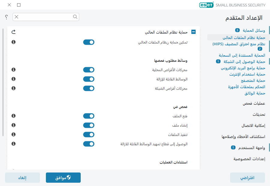 الحماية في الوقت الفعلي لنظام الملفات الحماية في الوقت الفعلي لنظام الملفات