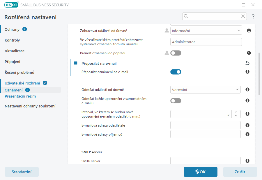 Přeposílání oznámení