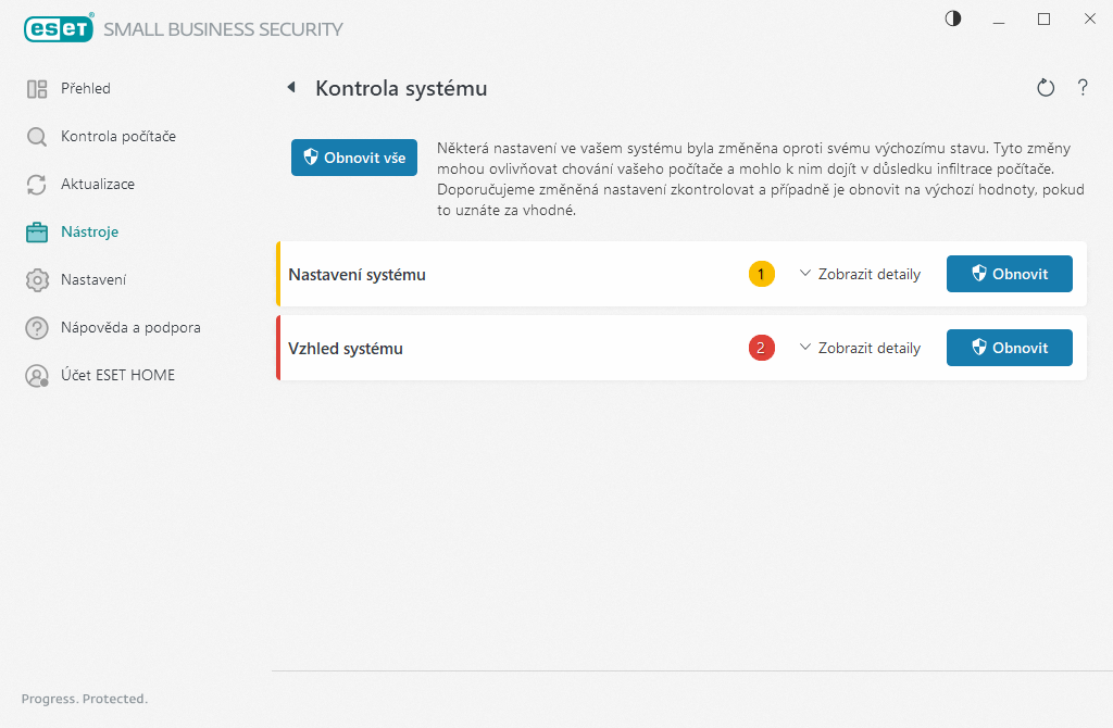 Vynulovat system nastavení