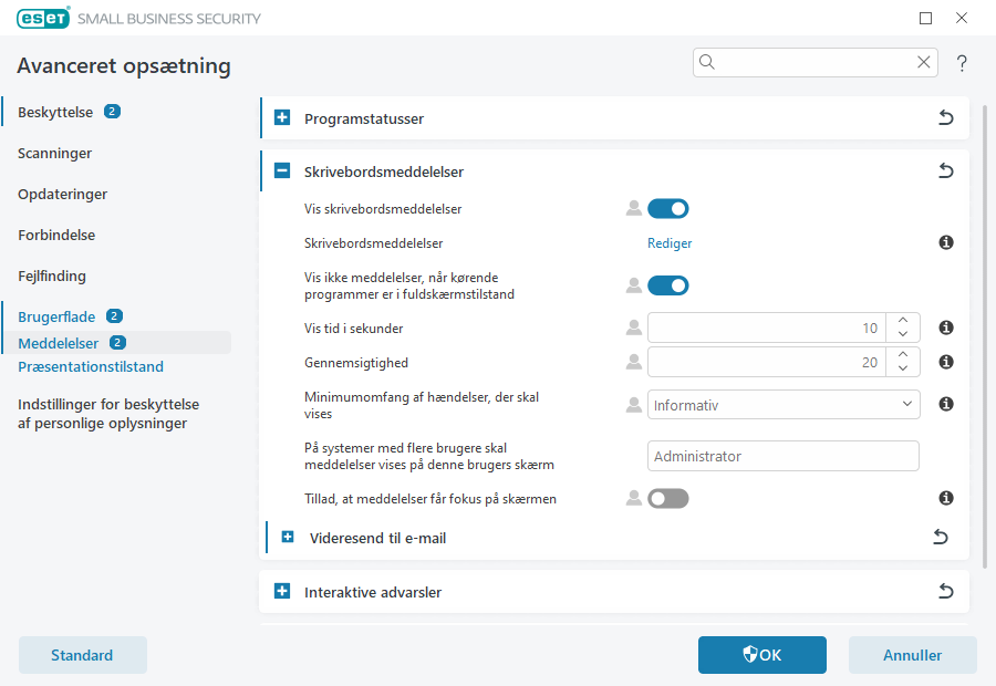 Skrivebordsmeddelelser Skrivebordsmeddelelser