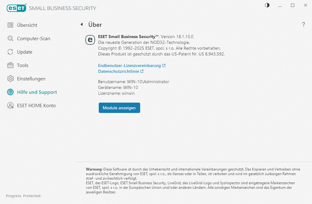 Details zur installierten Version