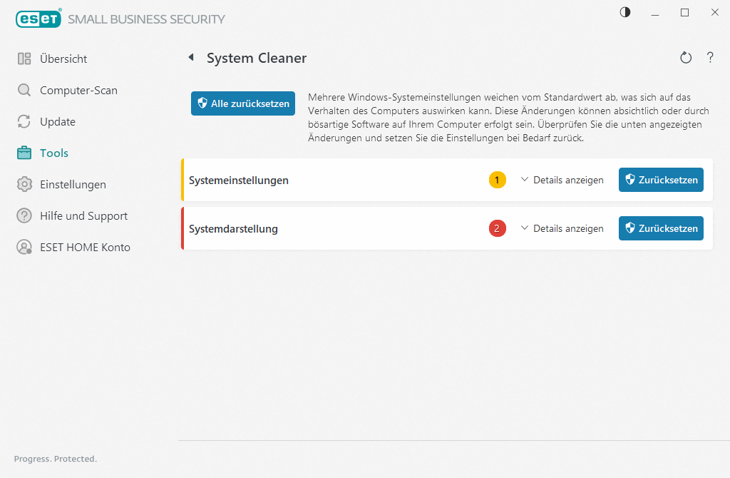 Systemeinstellungen zurücksetzen