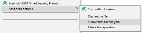 Context menu Context menu
