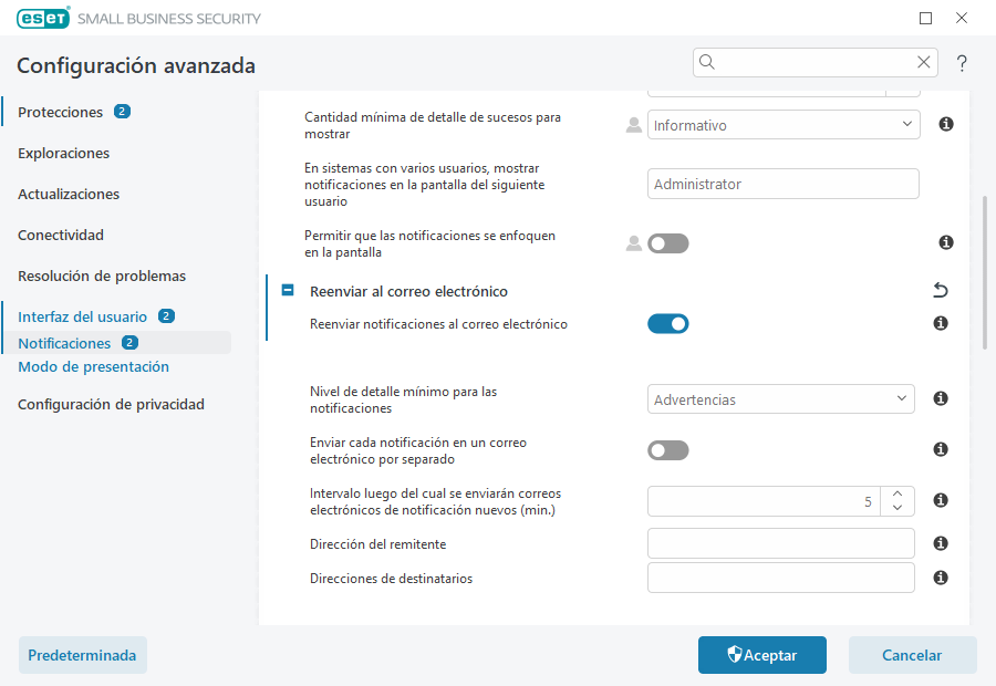 Reenviar notificaciones Reenviar notificaciones