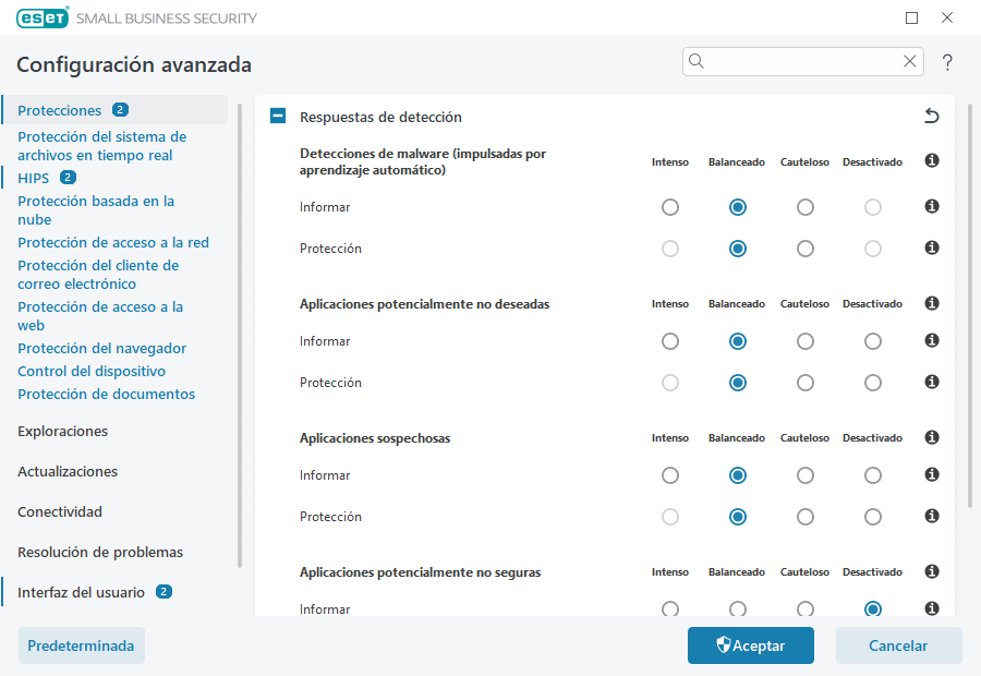 Configuración avanzada