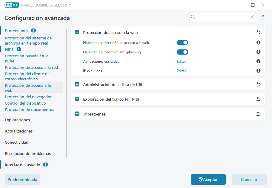 Protección del acceso a la Web