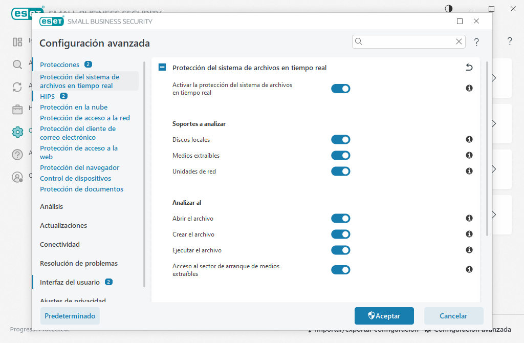 Protección del sistema de archivos en tiempo real