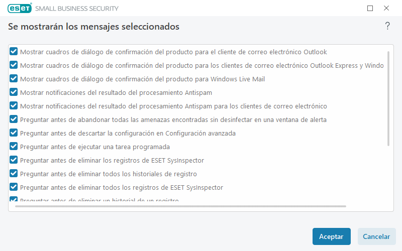 Mensajes de confirmación Mensajes de confirmación