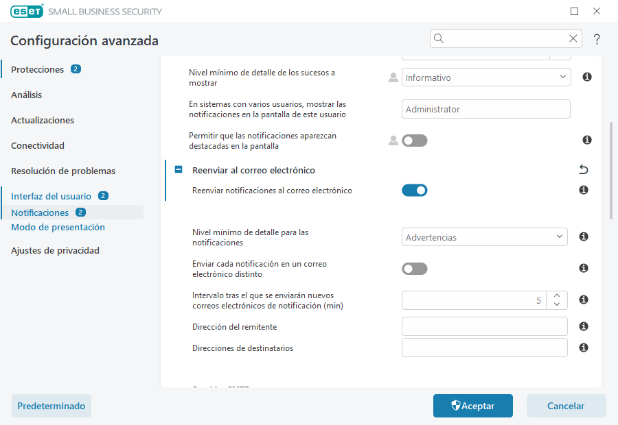Reenviar notificaciones Reenviar notificaciones