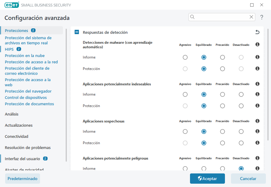 Configuración avanzada