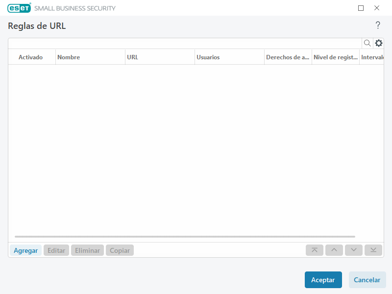 Reglas de control de acceso web