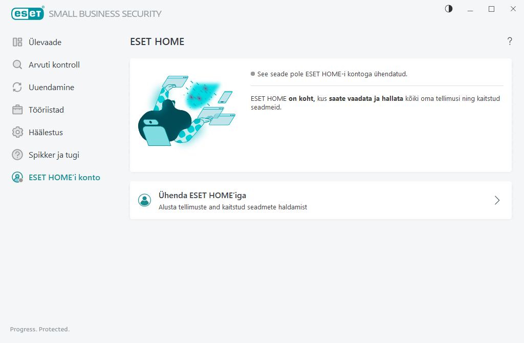 ESET HOME ühenduse olek ESET HOME ühenduse olek