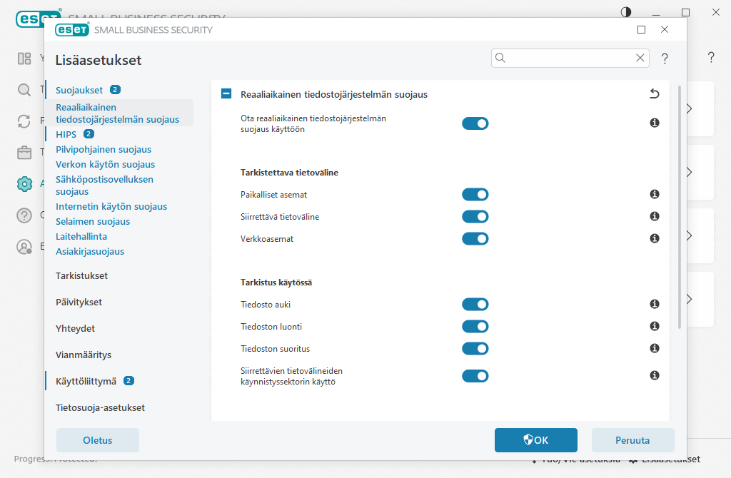Reaaliaikainen tiedostojärjestelmän suojaus Reaaliaikainen tiedostojärjestelmän suojaus