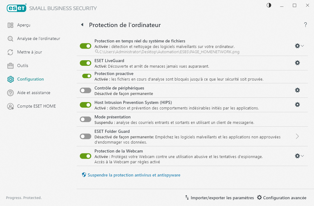 Protection de l'ordinateur