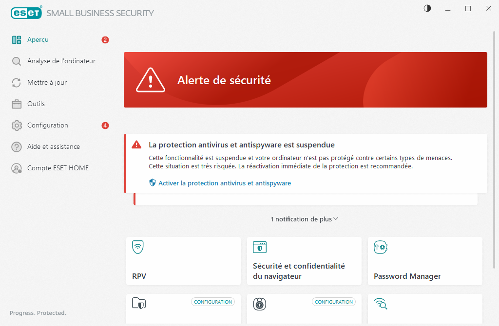 Problème critique indiqué Problème critique indiqué