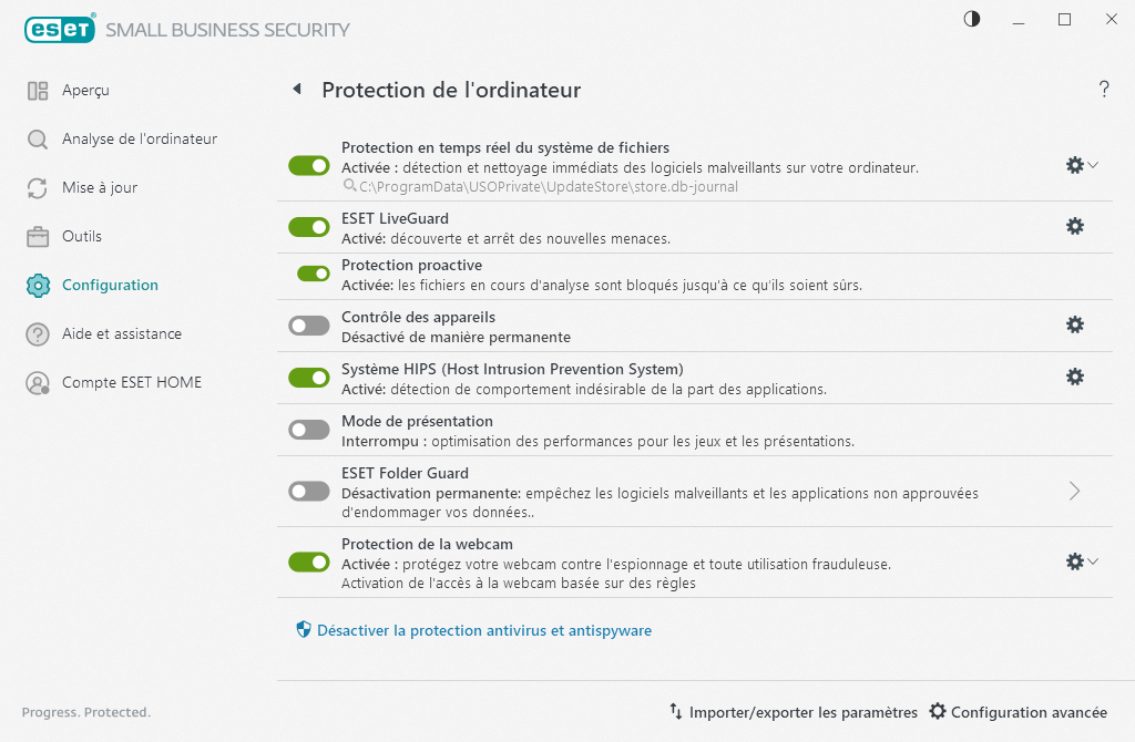 Protection de l'ordinateur