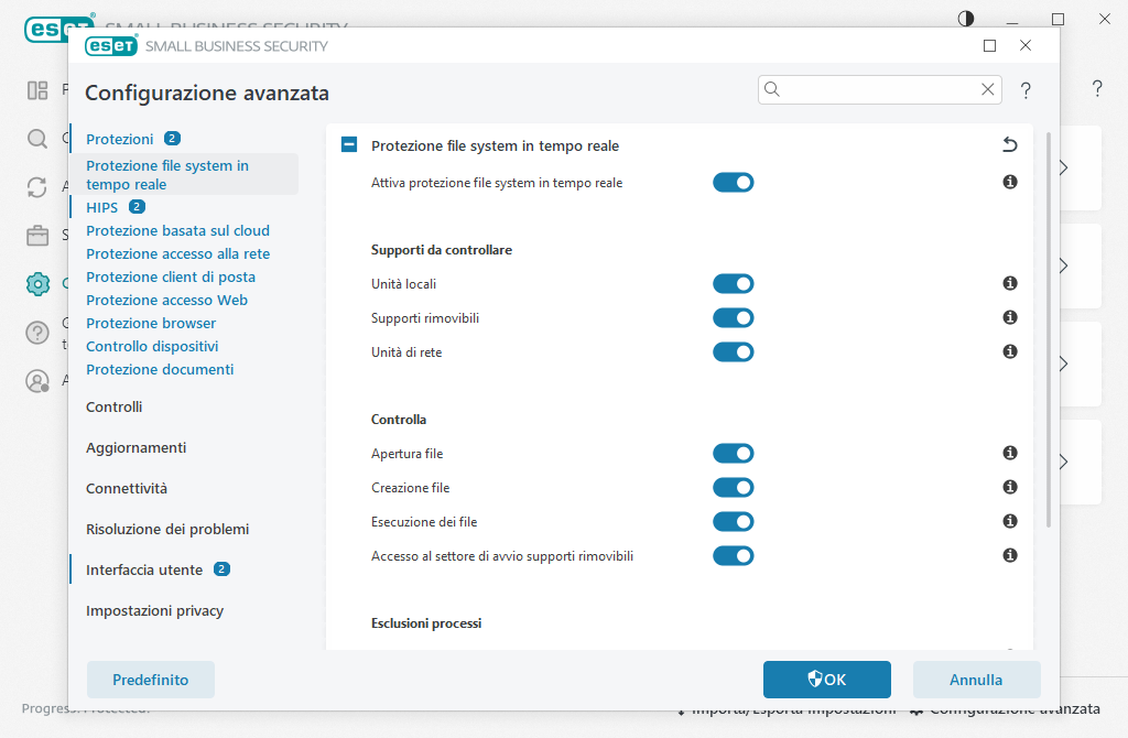 Protezione file system in tempo reale