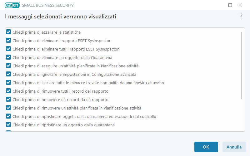 Messaggi di conferma Messaggi di conferma