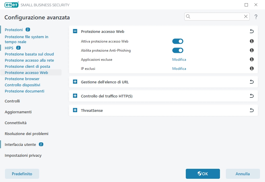 Protezione accesso Web