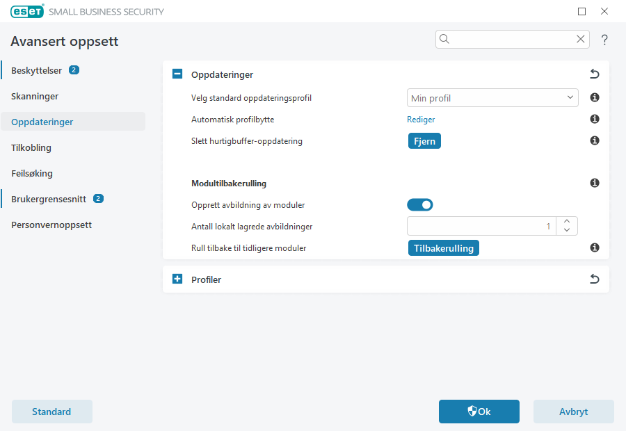 Flere oppdateringsalternativer