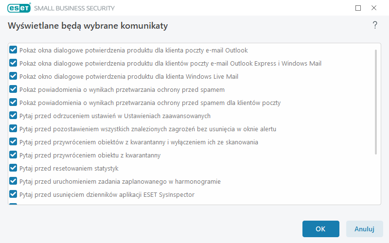 Komunikaty wymagające potwierdzeń