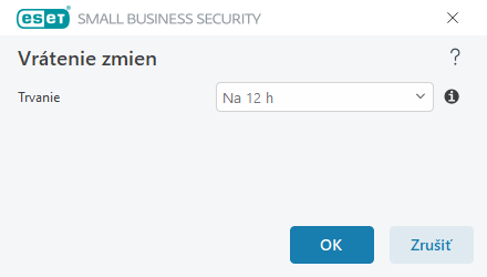 Vrátenie zmien – časový interval pozastavenia aktualizácií