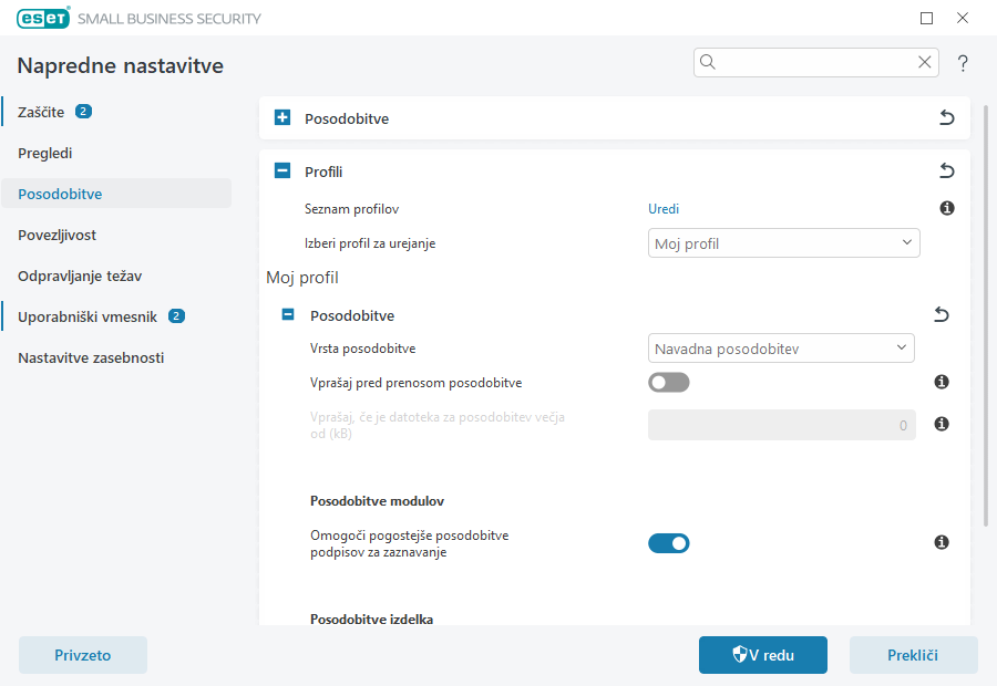 Module Povrnitev prejšnjega stanja