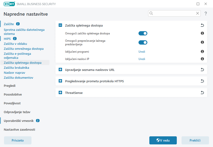 Zaščita spletnega dostopa