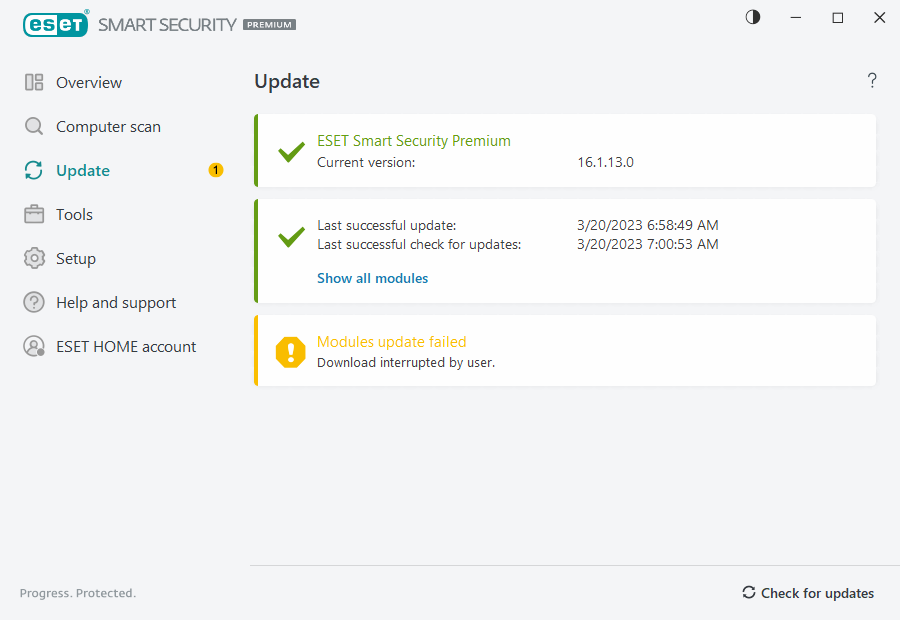 Posodobitev modula ni uspela