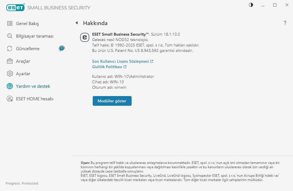 Yüklü sürümle ilgili ayrıntılar