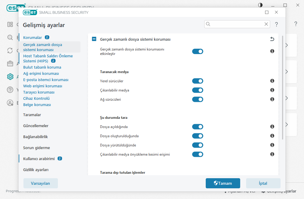 Gerçek zamanlı dosya sistemi koruması Gerçek zamanlı dosya sistemi koruması