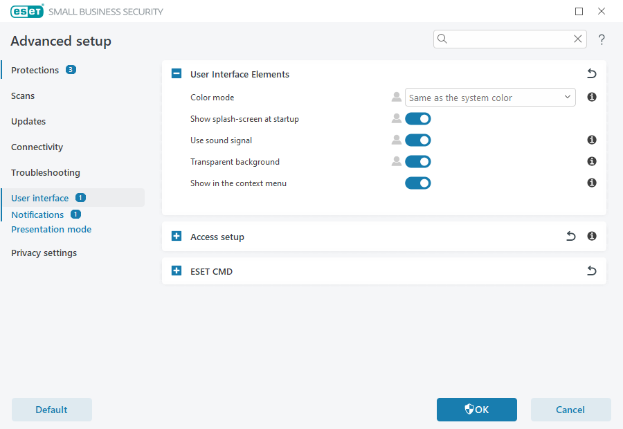 User interface elements