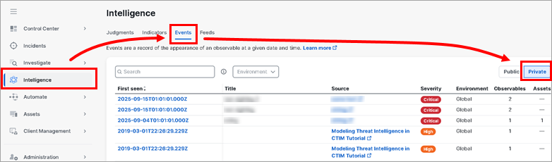 Events shown in Cisco XDR Events shown in Cisco XDR