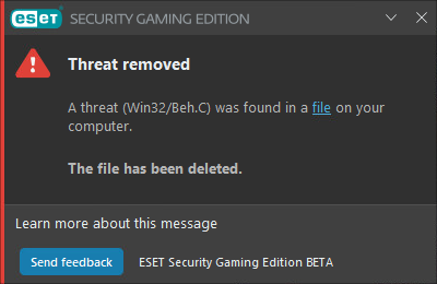Threat removed