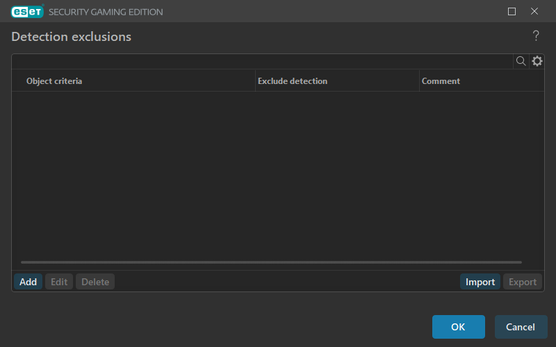 Detection exclusions Detection exclusions