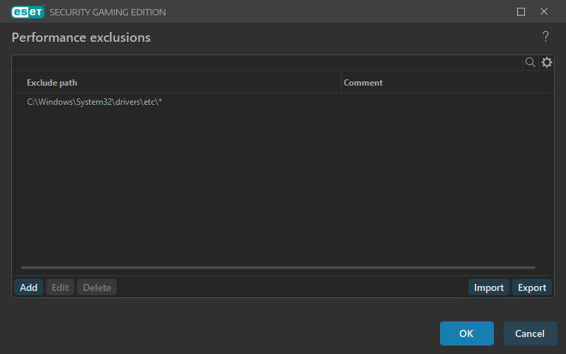 Performance exclusions