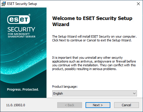 ESET Security for Microsoft SharePoint Installationsassistent ESET Security for Microsoft SharePoint Installationsassistent