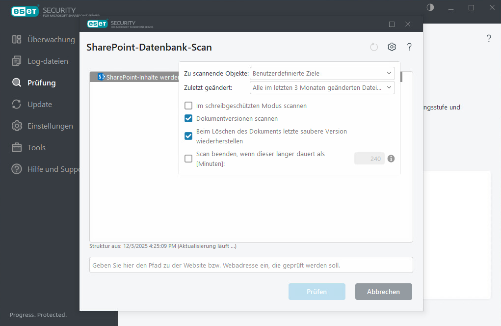 Ziele für die SharePoint-Datenbank-Scan