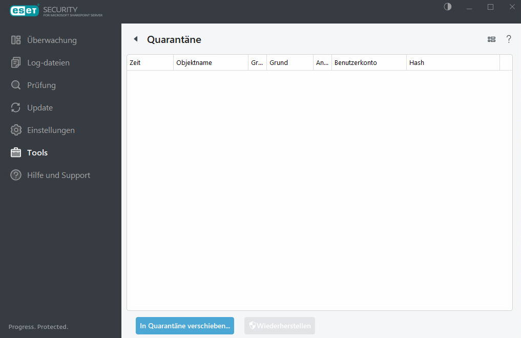 ESET Security for Microsoft SharePoint Quarantäne
