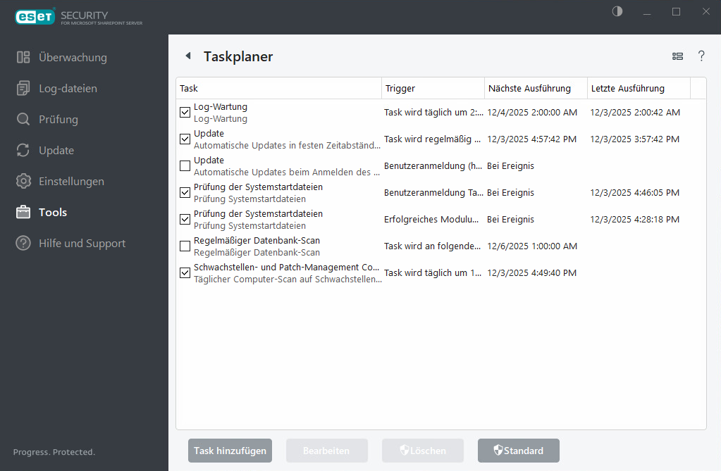 ESET Security for Microsoft SharePoint Taskplaner