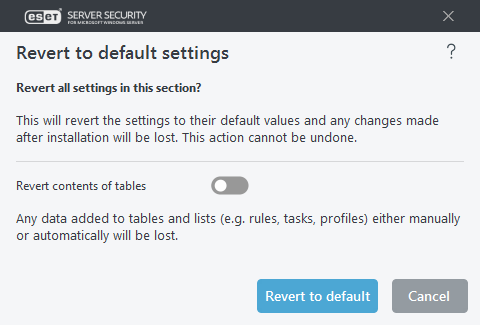 Revert to default section Revert to default section
