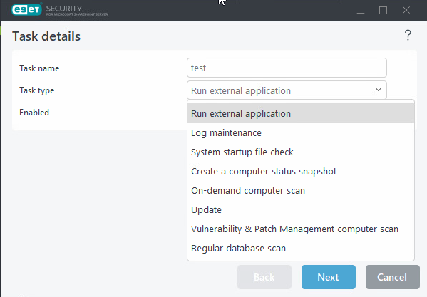 Scheduler add new task
