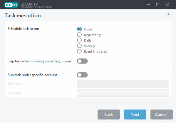 Scheduler task execution