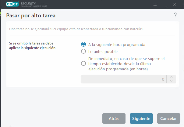 Omisión de tareas programadas