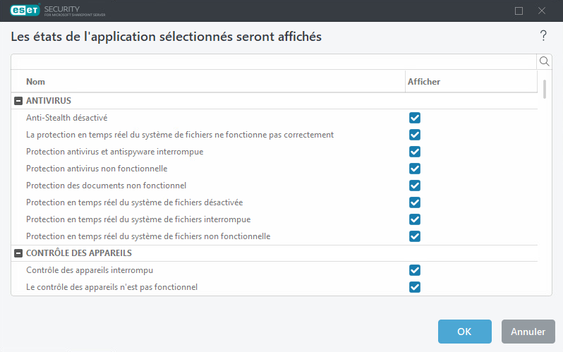 États d'application