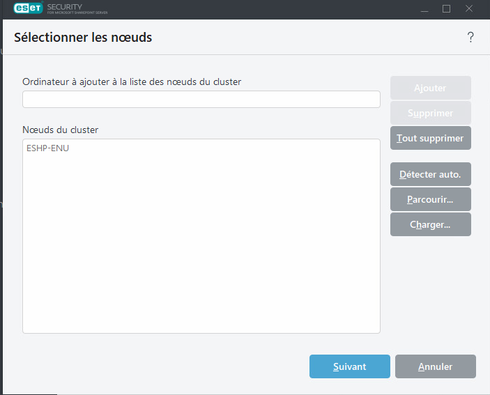 Assistant Cluster - Sélectionner des nœuds
